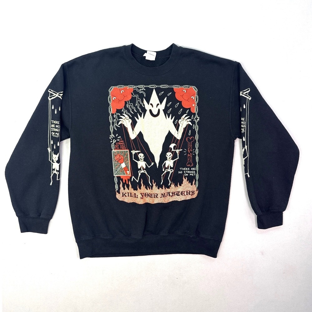 Gildan Heavy Blend Kill Your Masters Graphic Sweatshirt Black Mens Large